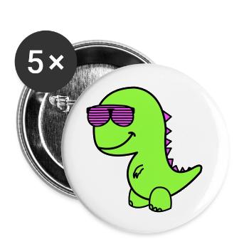 Cool Dino - Buttons groß 56 mm (5er Pack) - Weiß - Vorne