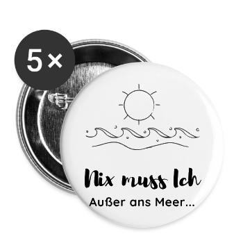Meer - Buttons groß 56 mm (5er Pack) - Weiß - Vorne