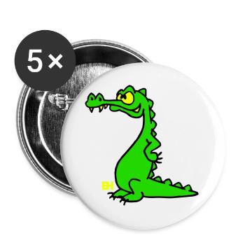 Smiling Crocodile, Three Color Design - Buttons large 2.2''/56 mm (5-pack) - white - Front