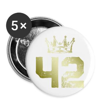 42 Zahl Krone - Buttons groß 56 mm (5er Pack) - Weiß - Vorne