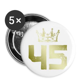 45 Zahl Krone - Buttons groß 56 mm (5er Pack) - Weiß - Vorne