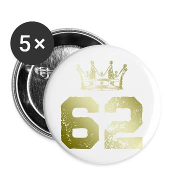 62 Couronne numérique - Lot de 5 grands badges (56 mm) - blanc - Devant