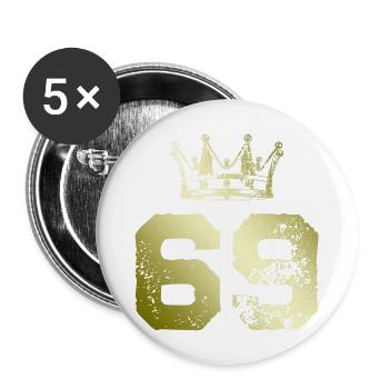 69 Couronne numérique - Lot de 5 grands badges (56 mm) - blanc - Devant