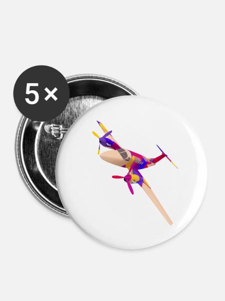 Kleines Verkehrsflugzeug - Buttons groß 56 mm (5er Pack) - Weiß