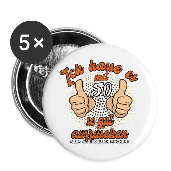 Jahrgang 1976 geboren 50. Geburtstag - Buttons groß 56 mm (5er Pack) - Weiß - Vorne