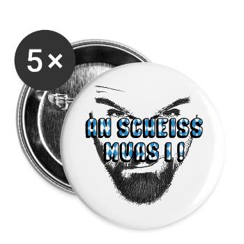 An scheiss muas i bayrisch dialekt - Buttons groß 56 mm (5er Pack) - Weiß - Vorne