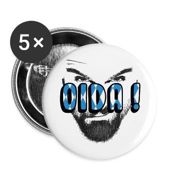 Oida bayrisch dialekt - Buttons groß 56 mm (5er Pack) - Weiß - Vorne