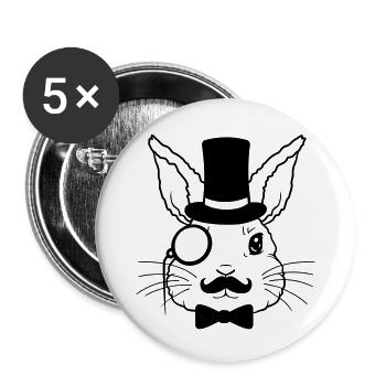 Monocle Cylindre Lapin Monsieur - Lot de 5 grands badges (56 mm) - blanc - Devant