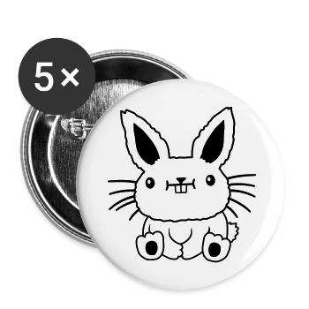 Kleiner sitzender kawaii Hase - Buttons groß 56 mm (5er Pack) - Weiß - Vorne