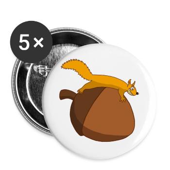 Das Eichhörnchen gegen die Eichel - Buttons groß 56 mm (5er Pack) - Weiß - Vorne