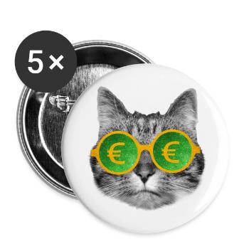 Katzengeldbrille - Buttons groß 56 mm (5er Pack) - Weiß - Vorne
