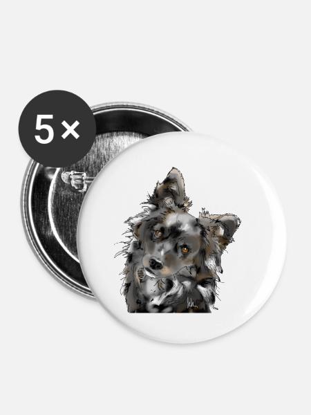 Australian Shepherd - Buttons groß 56 mm (5er Pack) - Weiß