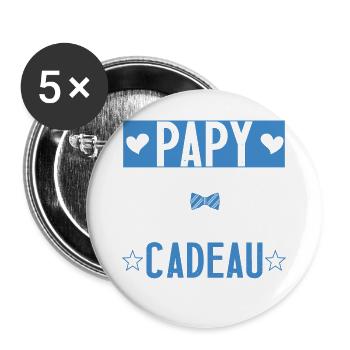 Papy ton plus beau cadeau cadeau grand père - Lot de 5 grands badges (56 mm) - blanc - Devant