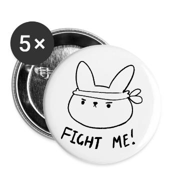 Combattez-moi Lapin - Lot de 5 grands badges (56 mm) - blanc - Devant