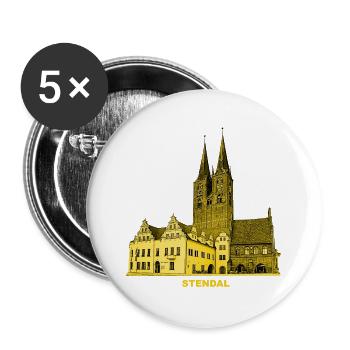 Stendal Town Hall Church Hanseatic City of Altmark - Buttons large 2.2''/56 mm (5-pack) - white - Front