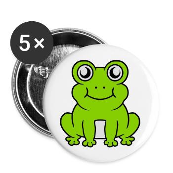 Petite grenouille douce assise - Lot de 5 grands badges (56 mm) - blanc - Devant