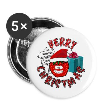 Sweet berries Christmas - Buttons large 2.2''/56 mm (5-pack) - white - Front