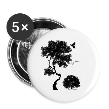 Forêt, Oiseaux arboricoles, Nature, Graphisme pour hommes, Arbres - Lot de 5 grands badges (56 mm) - blanc - Devant