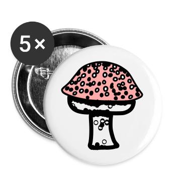 Fungus Mushrooms Poisonous Mycology Earthy Vector 1 - Buttons large 2.2''/56 mm (5-pack) - white - Front