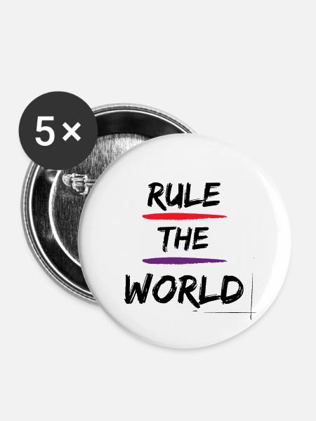 Rule the World - Buttons groß 56 mm (5er Pack) - Weiß