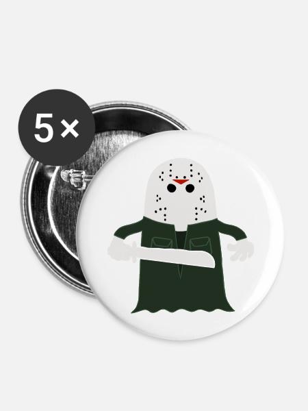Jason Boorhees - Buttons groß 56 mm (5er Pack) - Weiß