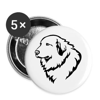 Tête de chien de montagne des Pyrénées - Lot de 5 grands badges (56 mm) - blanc - Devant