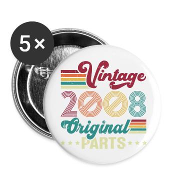Vintage 2008 Original, Cadeau D'anniversaire - Lot de 5 grands badges (56 mm) - blanc - Devant