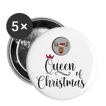 Queen of Christmas - Buttons large 2.2''/56 mm (5-pack) - white - Front
