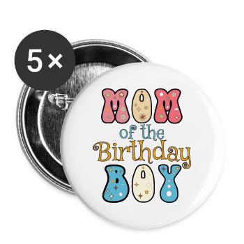 Mama des Geburtstagskindes, Geburtstagsgeschenk - Buttons groß 56 mm (5er Pack) - Weiß - Vorne