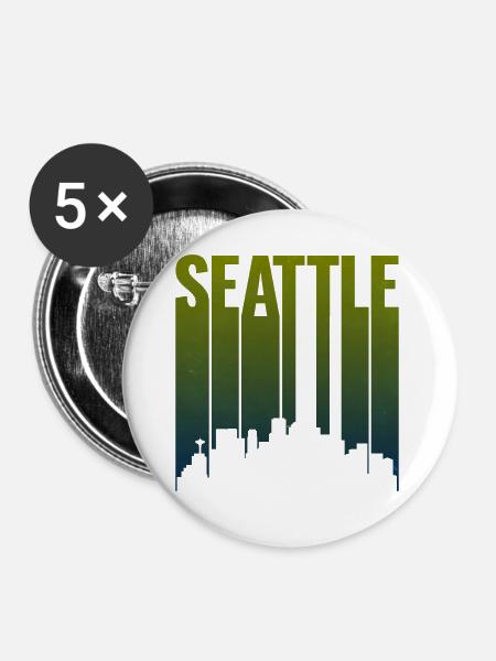 Seattle Skyline Grüngradient - Buttons groß 56 mm (5er Pack) - Weiß