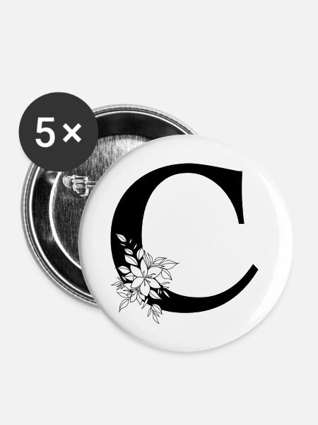 Buchstabe C - Buttons groß 56 mm (5er Pack) - Weiß