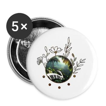 Klavier im Dschungel - Buttons groß 56 mm (5er Pack) - Weiß - Vorne