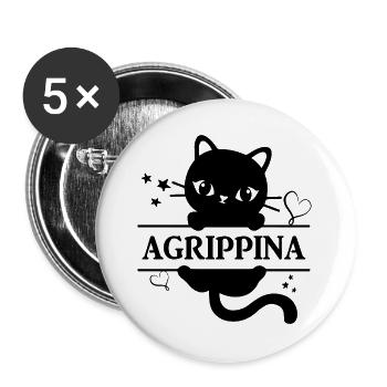 chat t-shirt Agrippina t-shirt cadeau idée chat - Lot de 5 grands badges (56 mm) - blanc - Devant