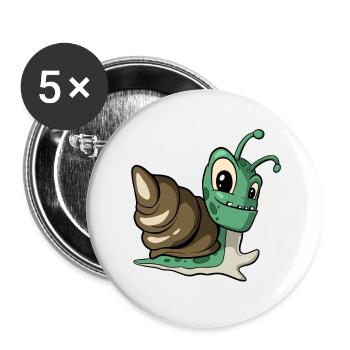 Lustige Cartoon Schnecke - Buttons groß 56 mm (5er Pack) - Weiß - Vorne