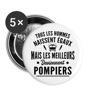 les meilleurs deviennent pompiers / cadeau pompier - Lot de 5 grands badges (56 mm) - blanc - Devant