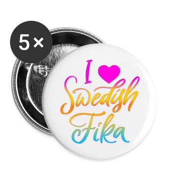 Suède Suède Viking Norden Scandinavie fika - Lot de 5 grands badges (56 mm) - blanc - Devant
