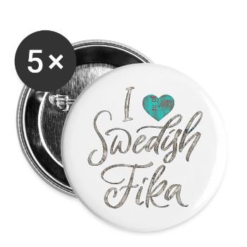Suède Suède Viking Norden Scandinavie fika - Lot de 5 grands badges (56 mm) - blanc - Devant