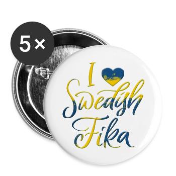 Suède Suède Viking Norden Scandinavie fika - Lot de 5 grands badges (56 mm) - blanc - Devant