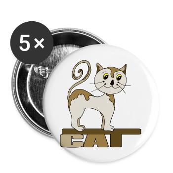 Cat - Buttons large 2.2''/56 mm (5-pack) - white - Front