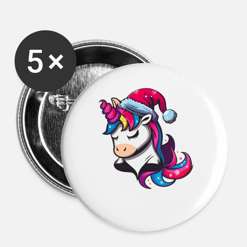 Festive Unicorn - Buttons large 2.2''/56 mm (5-pack) - white
