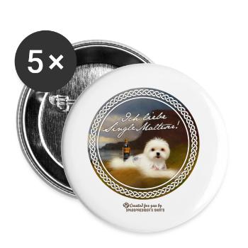 Whisky Saying Single Maltese - Buttons large 2.2''/56 mm (5-pack) - white - Front