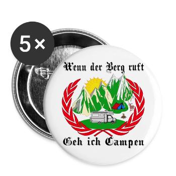 wenn der berg ruft geh ich campen - Buttons groß 56 mm (5er Pack) - Weiß - Vorne