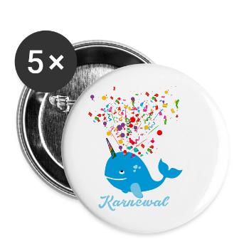 karnewal,wal,konfetti,karneval,walfisch - Buttons groß 56 mm (5er Pack) - Weiß - Vorne