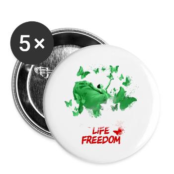 Women Life Freedom,Freedom,Iran,Butterflies - Buttons large 2.2''/56 mm (5-pack) - white - Front
