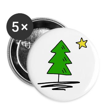 Sapin - Lot de 5 grands badges (56 mm) - blanc - Devant