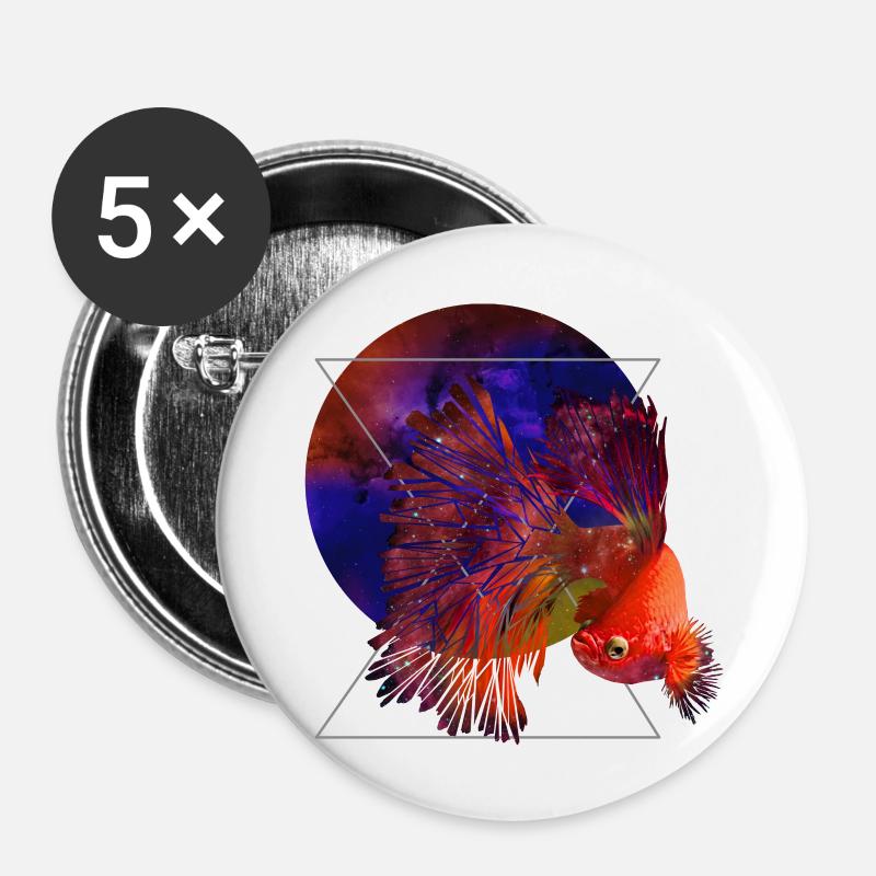 Space Fish - Buttons large 2.2''/56 mm (5-pack) - white
