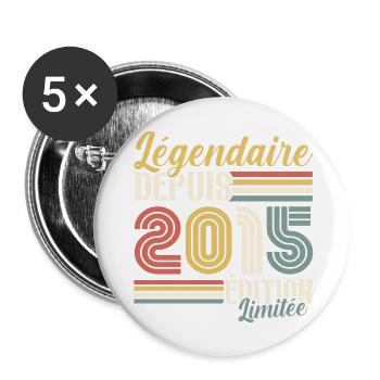 Légendaire Depuis 2015 - Lot de 5 grands badges (56 mm) - blanc - Devant