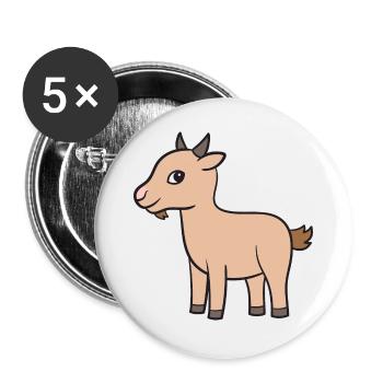 Ziege Ziegen Geiss - Buttons groß 56 mm (5er Pack) - Weiß - Vorne