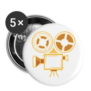 Ancienne icône de caméra argentique, dessinée à la main. Cadreur - Lot de 5 grands badges (56 mm) - blanc - Devant