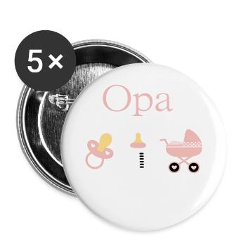 Opa 2026 Geburt Mädchen Vorlage personalisierbar - Buttons groß 56 mm (5er Pack) - Weiß - Vorne